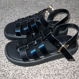Dream Pairs Black Sandals with Gold Accent